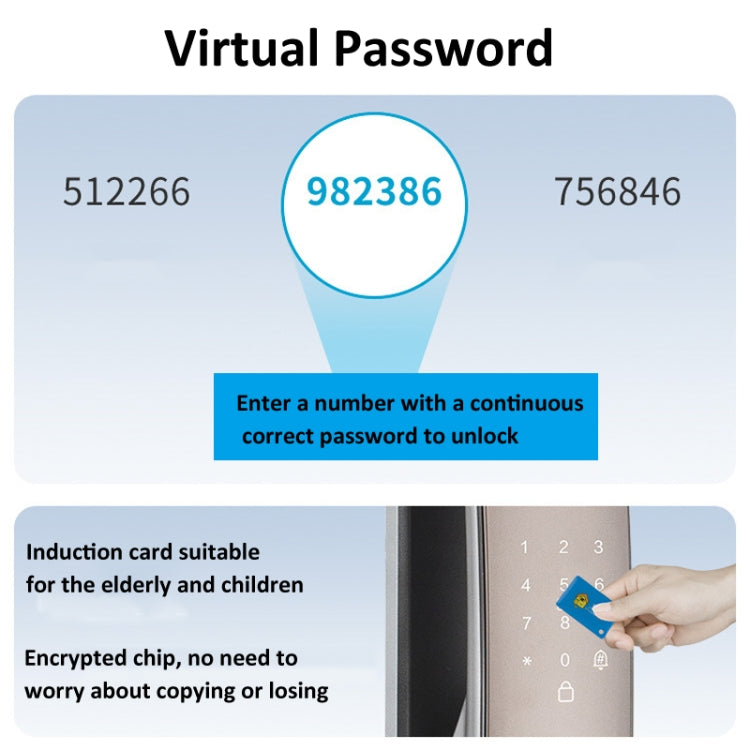 M6 3D Face Recognition Fingerprint Door Lock Support APP Smart IC Card Password Unlock, M6