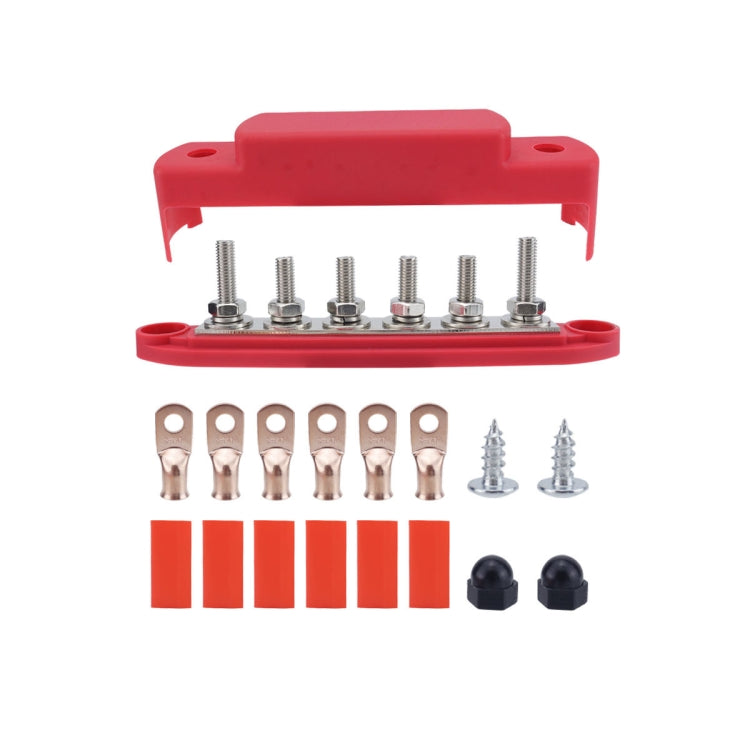 M8 Nylon Base RV Yacht Waterproof Dustproof Cover 6-post Bus Bar, Red, Black, Red+Black 1pair, Red With Terminal Heat Shrink Tube, Black With Terminal Heat Shrink Tube, Red+Black 1pair With Terminal Heat Shrink Tube
