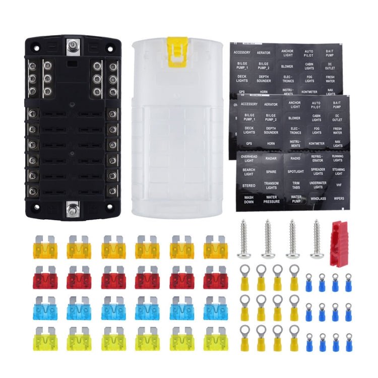 RV Yacht 12-way LED Insulated Flame-retardant Fuse Holder Box with Wire, Configuration 1, Configuration 2, Configuration 3, Configuration 4