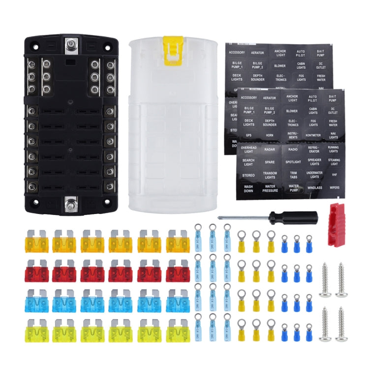 RV Yacht 12-way LED Insulated Flame-retardant Fuse Holder Box with Wire, Configuration 1, Configuration 2, Configuration 3, Configuration 4