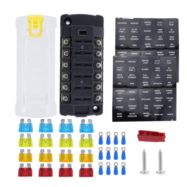 6-Way Plug-In Insulated Cover Fuse Box For Cars Yachts, Standard, Upgraded Version A, Upgraded Version B, Enhanced Version A, Enhanced Version B