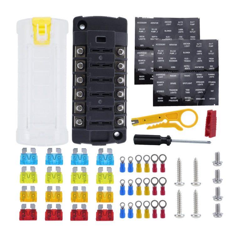 6-Way Plug-In Insulated Cover Fuse Box For Cars Yachts, Standard, Upgraded Version A, Upgraded Version B, Enhanced Version A, Enhanced Version B