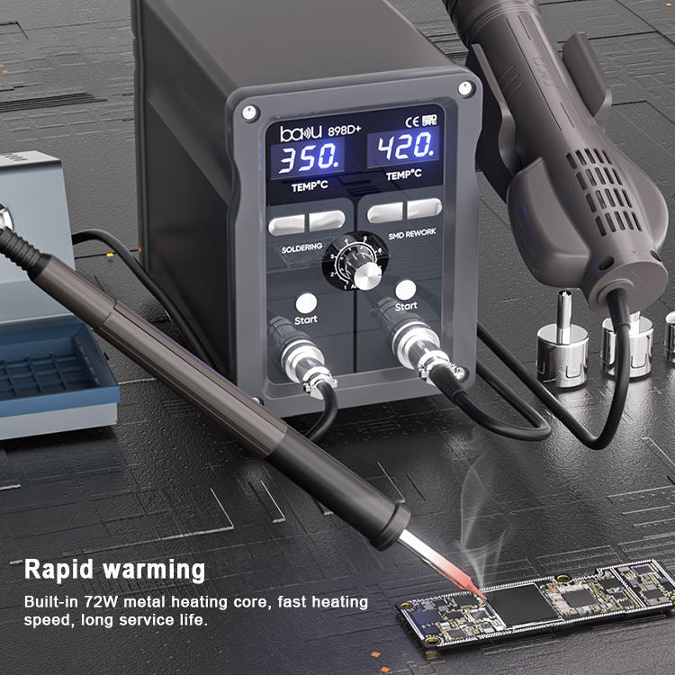 BAKU BA-898D+ T12 Solder Station Adjustable Temperature Electric Digital Soldering Iron For Phone Repair, US Plug 110V, EU Plug 220V
