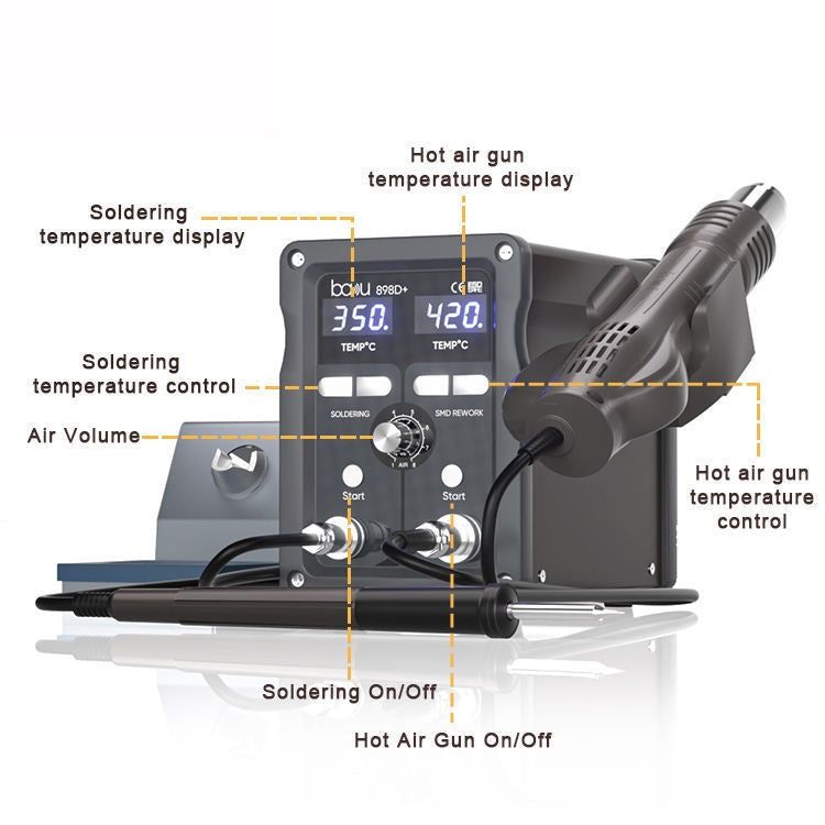 BAKU BA-898D+ T12 Solder Station Adjustable Temperature Electric Digital Soldering Iron For Phone Repair, US Plug 110V, EU Plug 220V