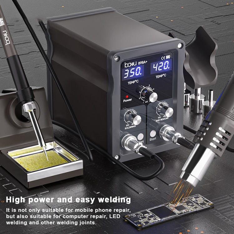 BAKU BA-898A+ 2-In-1 Soldering Station Hot Air Station Adjustable Temperature, US Plug 110V, EU Plug 220V