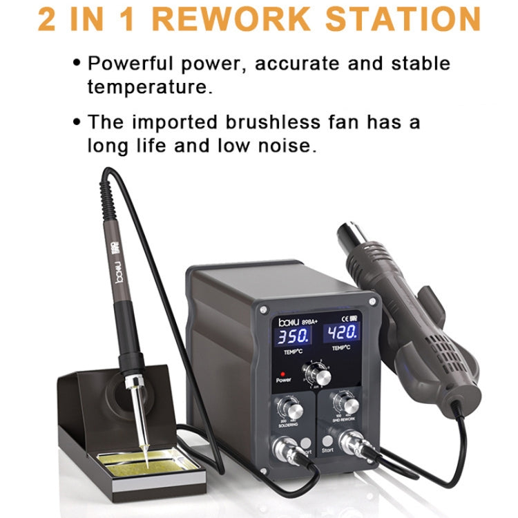 BAKU BA-898A+ 2-In-1 Soldering Station Hot Air Station Adjustable Temperature, US Plug 110V, EU Plug 220V
