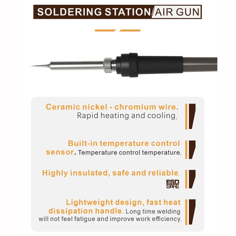 BAKU BA-898A+ 2-In-1 Soldering Station Hot Air Station Adjustable Temperature, US Plug 110V, EU Plug 220V