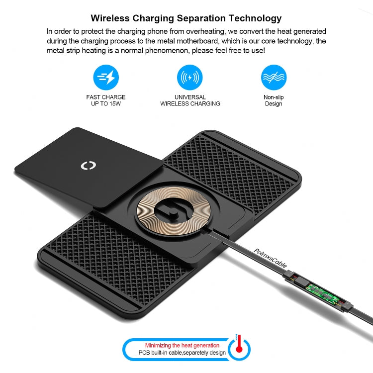 Avoid Camera Universal Car Wireless Charger Anti-slip Mat, USB Interface 1m, USB Interface 0.3m, TYPEC Interface 1m, TYPEC Interface 0.3m