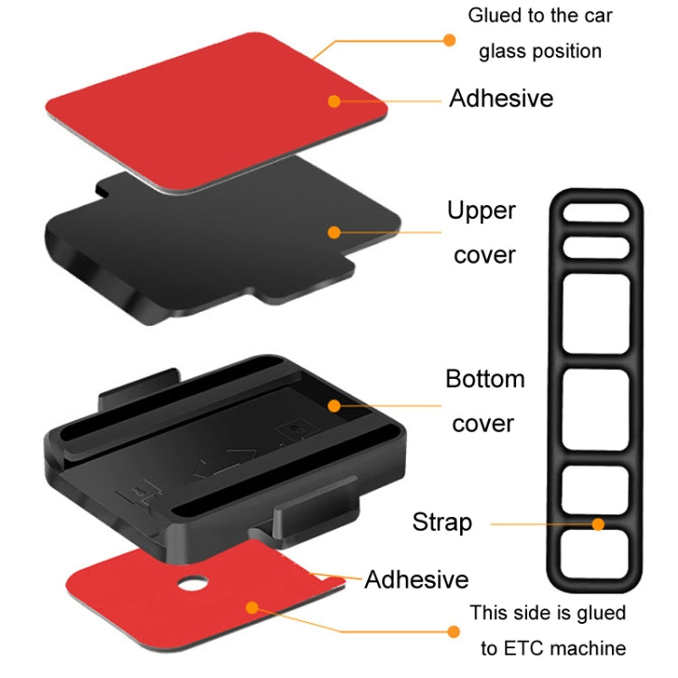 Automotive Removable ETC Slide Bracket Car Anti-Drop Holder, Black, Transparent