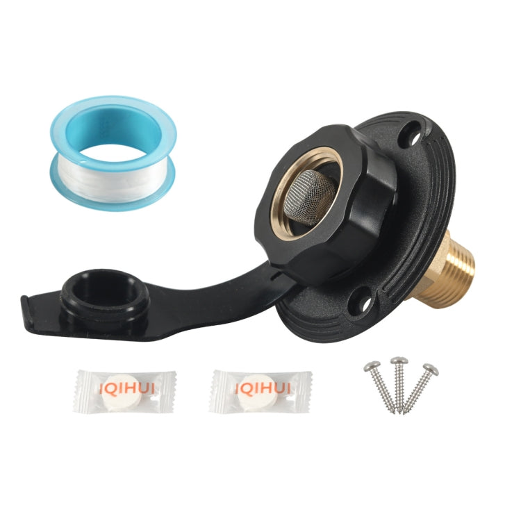 RV Brass Water Inlet Check Valve Yacht Accessories, White, Black, White+Raw Tape, Black+Raw Tape