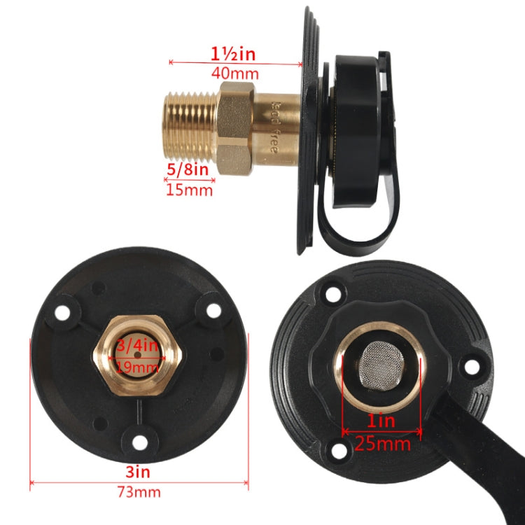 RV Brass Water Inlet Check Valve Yacht Accessories, White, Black, White+Raw Tape, Black+Raw Tape