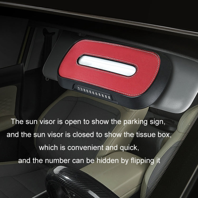 Car Sun Visor Hanging Sunroof Seat Back Tissue Box, Leather Black, Leather Beige, Leather Brown, Leather Red, Suede Dark Gray, Suede Beige, Suede Brown, Suede Red