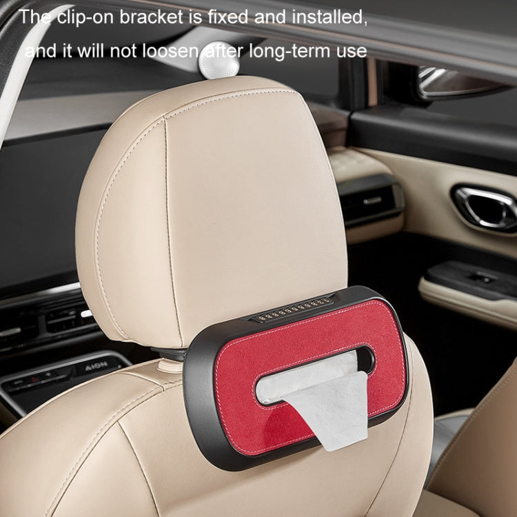 Car Sun Visor Hanging Sunroof Seat Back Tissue Box, Leather Black, Leather Beige, Leather Brown, Leather Red, Suede Dark Gray, Suede Beige, Suede Brown, Suede Red