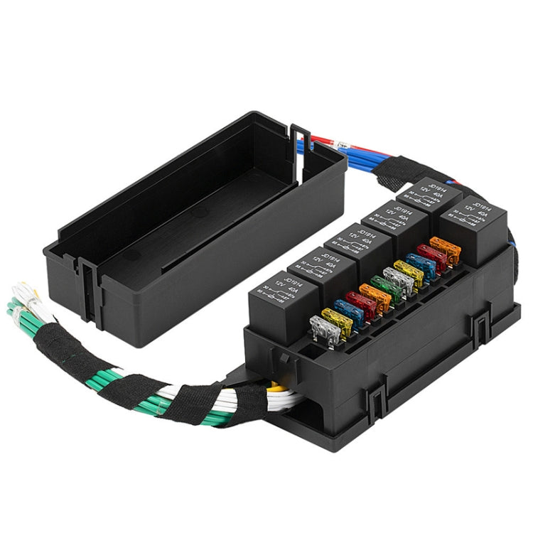 11-way 12V Relay Fuse Holder With Wire For Cars Ships, Full Set 4 Pin, Full Set 5 Pin