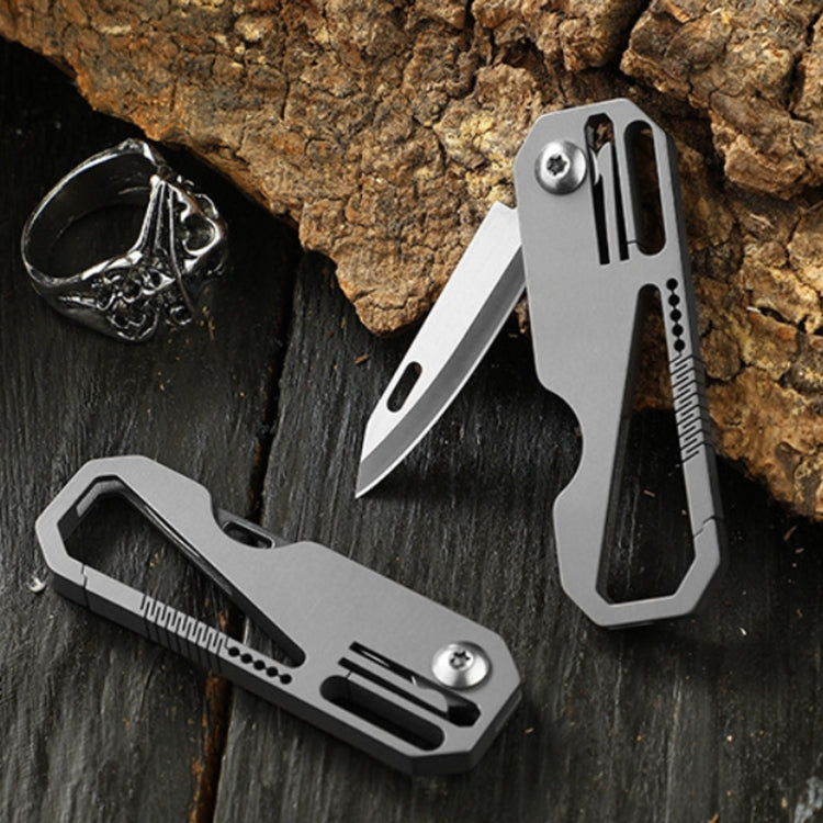 Multifunctional Titanium Keychain Outdoor Portable Defense Mini Folding Knife, With Steel Ring, With 1 Titanium Ring, With 2 Titanium Ring