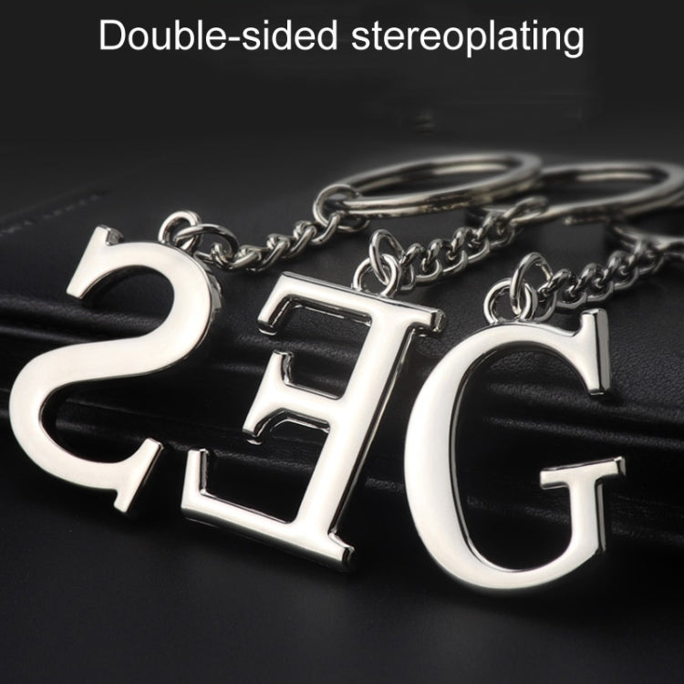 Double-Sided Three-Dimensional Plating Alphabet Keychain, A, B, C, D, E, F, G, H, I, J, K, L, M, N, O, P, Q, R, S, T, U, V, W, X, Y, Z