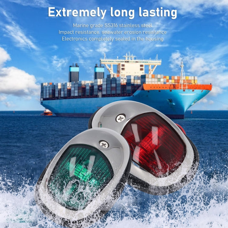 Marine Navigation Warning Light Signal LED Yacht Light, White Shell Green, White Shell Red, Black Shell Green, Black Shell Red, Silver Shell Green, Silver Shell Red