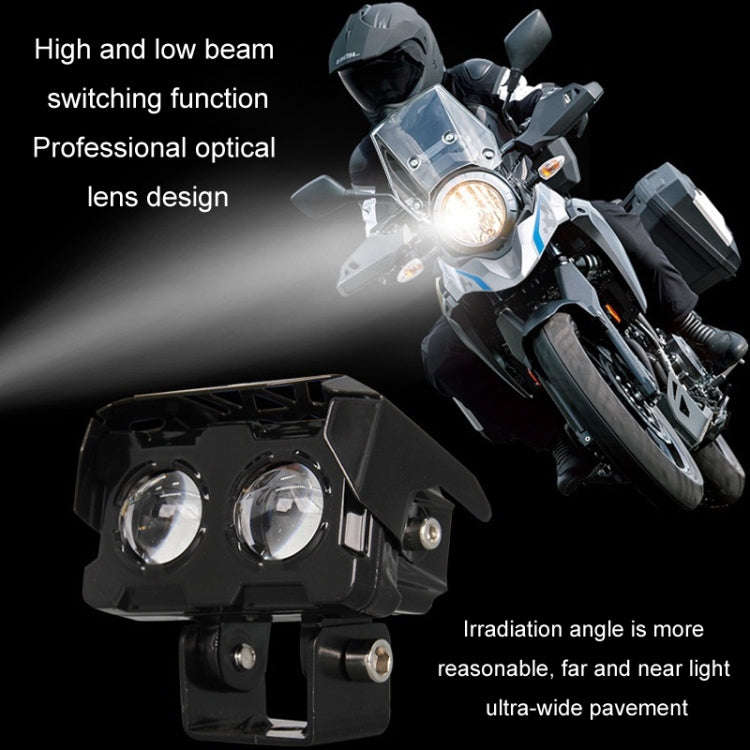 Motorcycle Spotlight High Bright Two Color Modified External Waterproof LED Lens Headlight, 20W, 12W