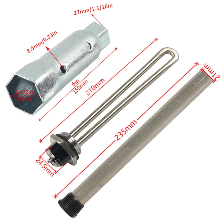 Water Heater Heating Element For RV Camper, 27mm/38mm Wrench Socket, 120V Heating Tube + Sleeve, 3pcs /Pack Heating Tube + Anode Rod, 4pcs /Pack Heating Tube + Anode Rod + Sleeve