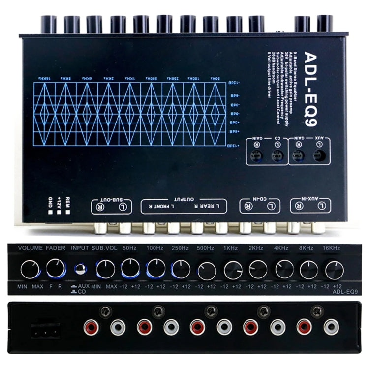 ADL-EQ9  Car Audio 9-Band Equalizer EQ Tuning Crossover Amplifier, ADL-EQ9