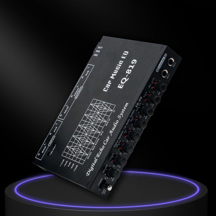 EQ-819 Car Audio Equalizer EQ Tuning Crossover Amplifier Supports Dual Microphone Input Reverberation Adjustment, EQ-819