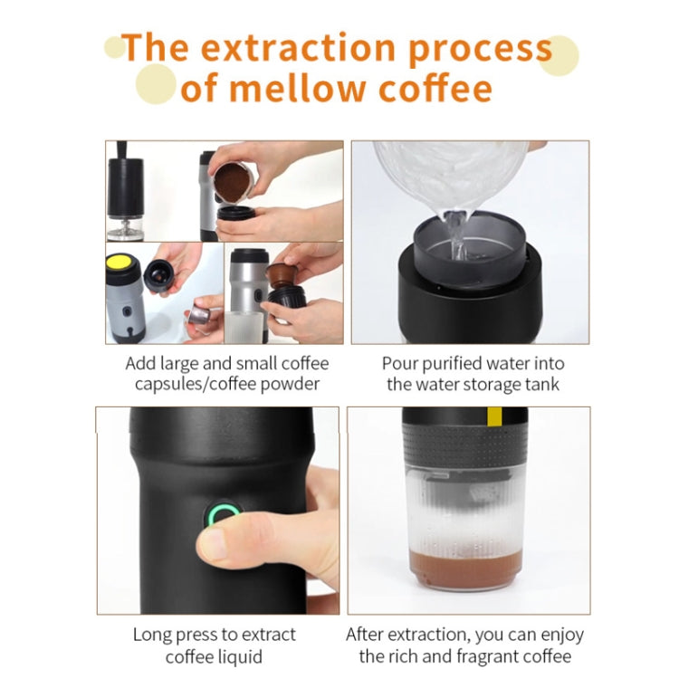 12V 3 In 1 Car Self-heating Coffee Machine Compatible With Large / Small Capsules and Ground Coffee, EU Plug