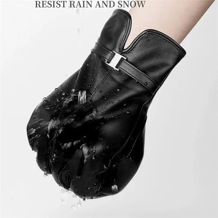 Women Sheepskin Wool Fleece Lined Windproof Warm Gloves Touchscreen Thick Snow Driving Gloves, S, M, L, XL