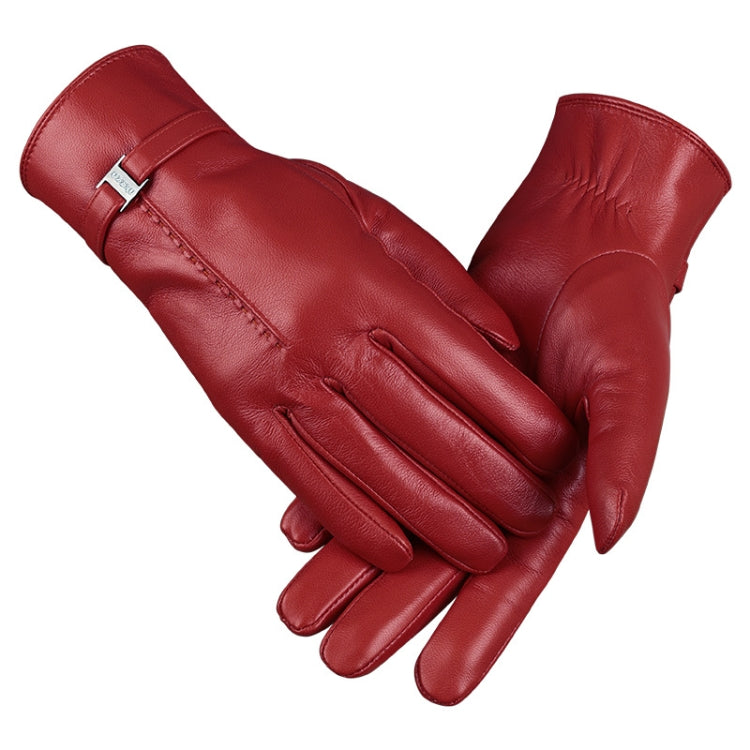 OZERO Women Sheepskin Warm Gloves with Fleece Lining Split Finger Elasticated Gloves, M, L