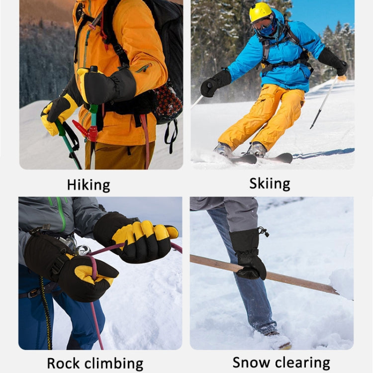 Winter Ski Snow Gloves for Men and Women Outdoor Sport Shovel Ski Gloves, Abalone Yellow, Five-finger Yellow, Abalone Black, Five-finger Black