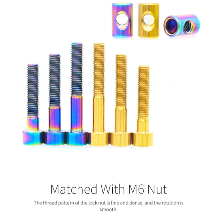 Bicycle Titanium Alloy Seat Post Locking Screws, M6x30 Colorful, M6x30 Gold, M6x30 Titanium, M6x35 Colorful, M6x35 Gold, M6x35 Titanium, M6x40 Colorful, M6x40 Gold, M6x40 Titanium