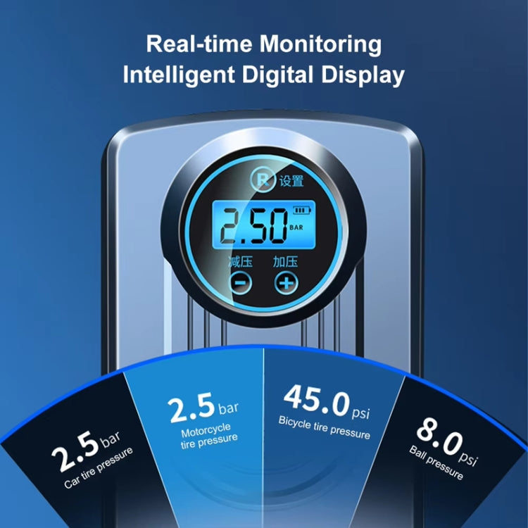 Car Portable Mini Digital Display High Power Multifunctional Inflatable Pump, Wireless, Wired