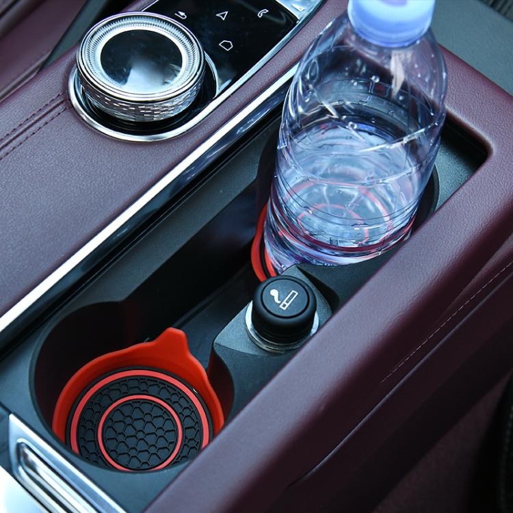 Car Bowl-shaped Non-slip Heat-insulating Double-ring Water Coaster, Black, Red, Gray, Pink, Blue, Yellow, White, Purple