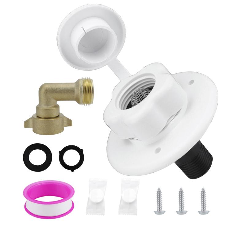 RV Ship Flange Threaded Leak-proof Water Inlet Connector Check Valve, Black 1, Black 2, Black 3, White 1, White 2, White 3