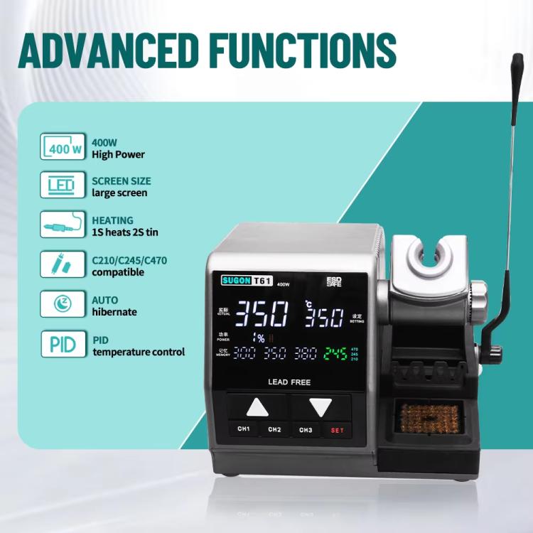 Precision Soldering Station 400W High Power Soldering Iron, SUGON T61+T245 Handle+470 Tips x 3, SUGON T61+T245 Handle+245 Tips x 3, SUGON T61+T245 Handle+470/245 Tips x 6