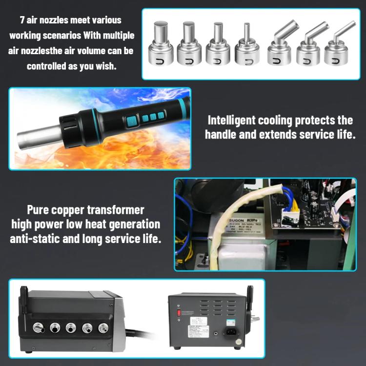 SUGON 8630 Pro Large Wind Power Cell Phone Repair CPU Digital Display Hot Air Soldering Station, EU Plug, US Plug
