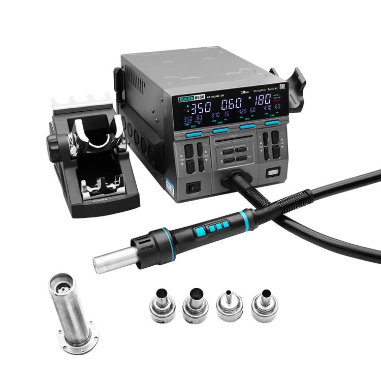 SUGON 8650 1300W Hot Air Soldering Station Big Wind Power Maintenance Motherboard CPU Desoldering Station, With 7 Air Nozzles, With 4 Air Nozzles