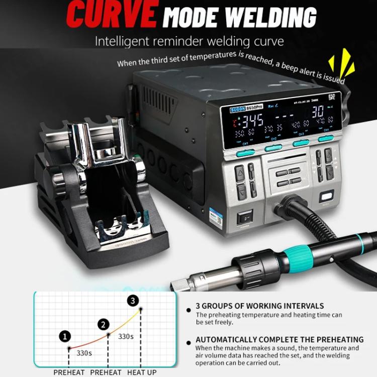 SUGON 8650Pro Curve Hot Air Soldering Station 1300W High Wind Power Maintenance Motherboard CPU Desoldering Station, EU Plug, US Plug