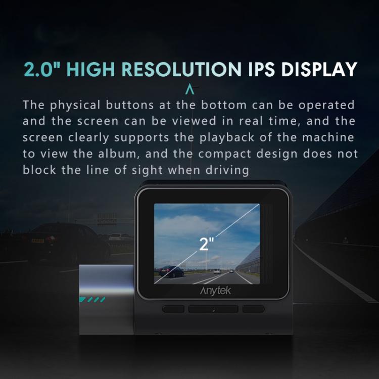 Anytek T3 PRO 2 inch 2K HD Night Vision Car Recorder Hidden Car Camera Front & Rear Dual Recording, T3 PRO
