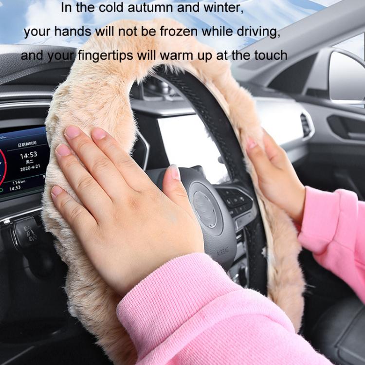 38cm Plush Soft Warm Car Steering Wheel Cover Without Inner Ring