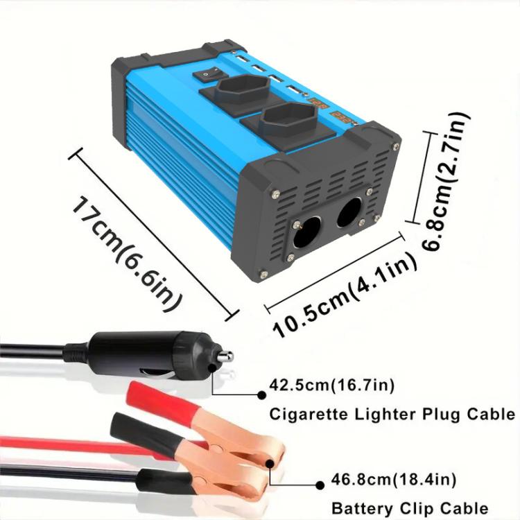 Gurxun 4 USB Ports Digital Display Modified Square Wave Inverter, 300W US Plug 12V To 110V, 500W US Plug 12V To 110V, 300W Brazil Plug 12V To 110V, 500W Brazil Plug 12V To 110V, 300W Brazil Plug 12V To 220V, 500W Brazil Plug 12V To 220V