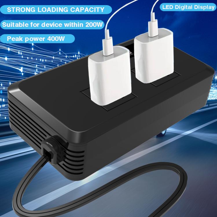 Gurxun Dual Digital Display Car Inverter With 2 USB+2 Type-C Ports, Universal Plug 220V, Universal Plug 110V, Brazil Plug 220V, Brazil Plug 110V, US Plug 110V
