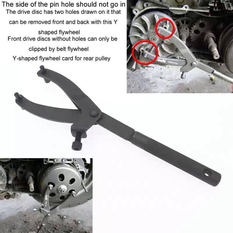Motorcycle Scooter Flywheel Wrench Belt Pulley Disc Magneto Clutch Removal and Installation Fixing Tool, Y Type