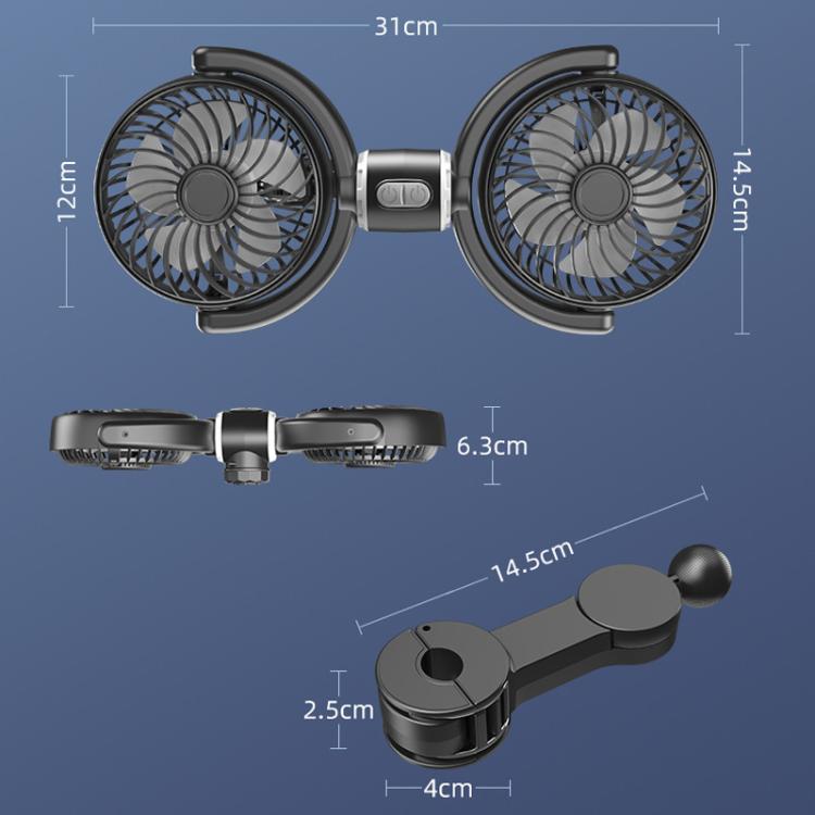 Car Brushless Motor Rear Headrest USB Double Head Fan