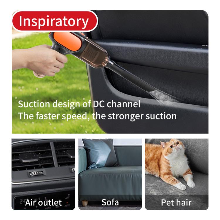 HD001 Portable Multifunctional Car Cordless Vacuum Cleaner Safety Hammer Suction Blower All In One Machine, Brushed, Brushless