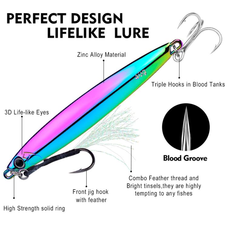 PROBEROS LF144 Zinc Alloy Lure Long-Distance Casting Fast-Draw Spanish Mackerel Mirror Bait, 15g, 20g, 30g, 40g, 60g, 80g, 10g