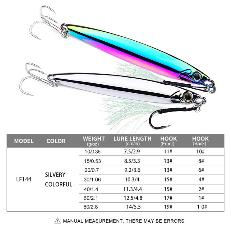 PROBEROS LF144 Zinc Alloy Lure Long-Distance Casting Fast-Draw Spanish Mackerel Mirror Bait, 15g, 20g, 30g, 40g, 60g, 80g, 10g