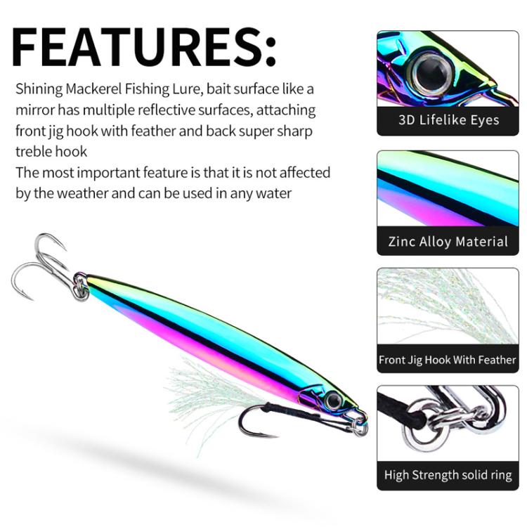 PROBEROS LF144 Zinc Alloy Lure Long-Distance Casting Fast-Draw Spanish Mackerel Mirror Bait, 15g, 20g, 30g, 40g, 60g, 80g, 10g