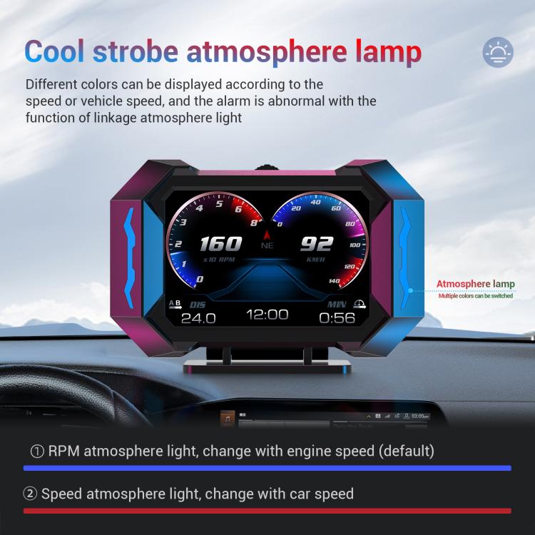 P25 Car HUD Head-up Display OBD+GPS LCD Multifunctional Instrument, P25