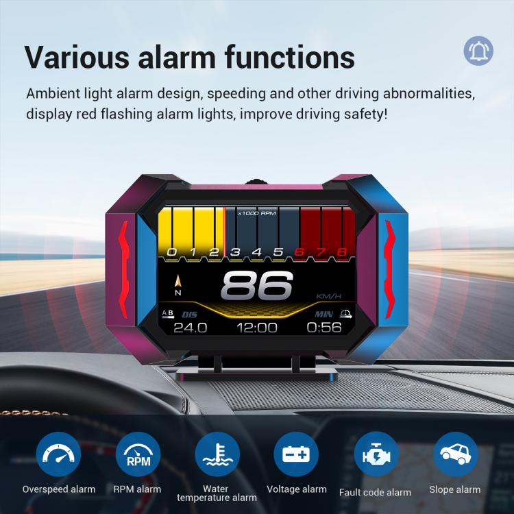 P25 Car HUD Head-up Display OBD+GPS LCD Multifunctional Instrument, P25