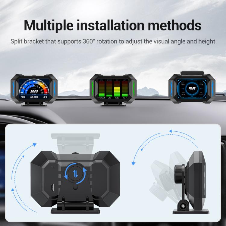 P25 Car HUD Head-up Display OBD+GPS LCD Multifunctional Instrument, P25